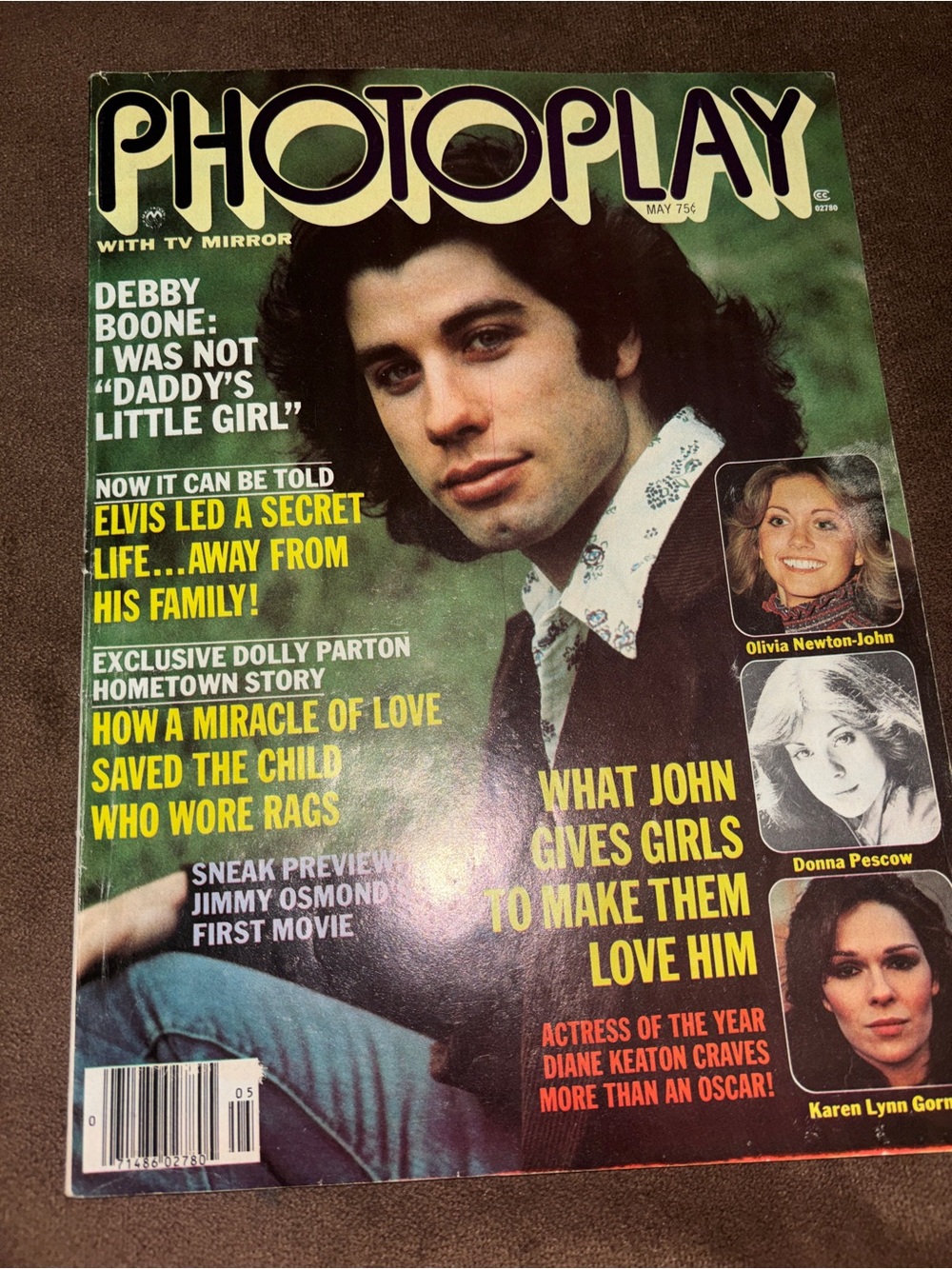Photoplay Magazine May Issue Featuring John Travolta Cover - Green & Yellow